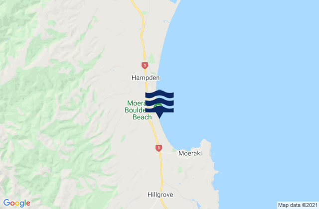 Moeraki Beach, New Zealandの潮見表地図