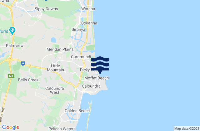 Moffat Beach, Australiaの潮見表地図