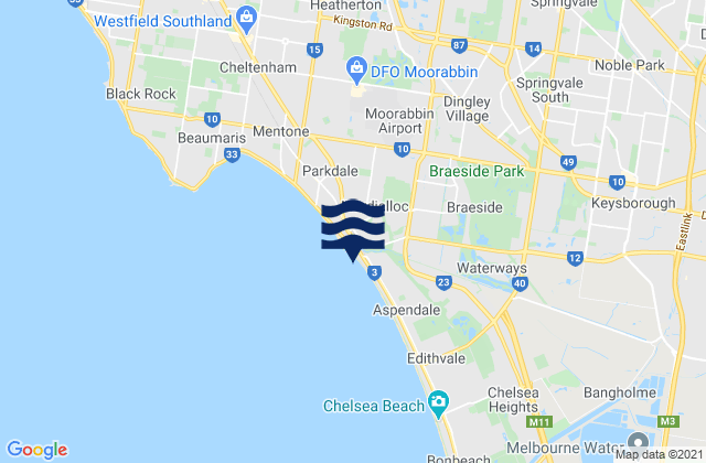 Moffats Left, Australiaの潮見表地図