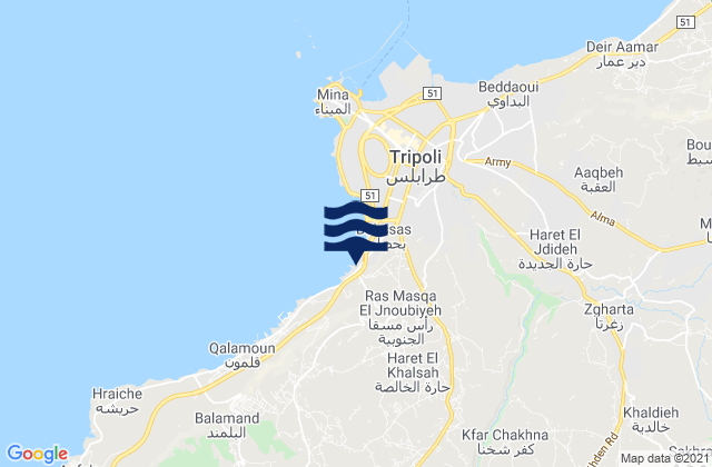 Mohafazat Liban-Nord, Lebanonの潮見表地図