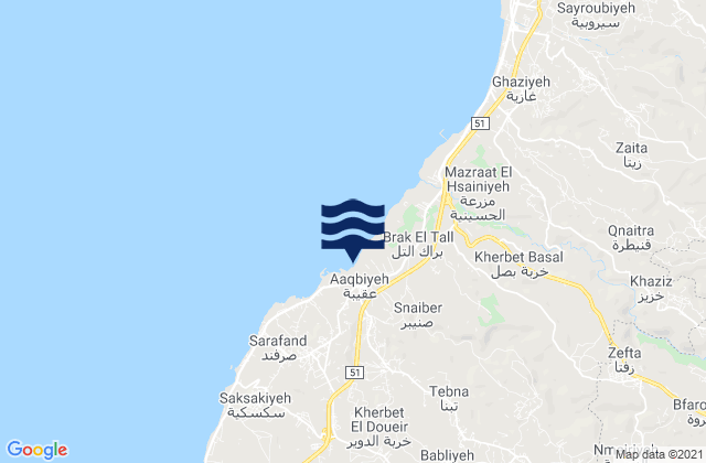 Mohafazat Liban-Sud, Lebanonの潮見表地図