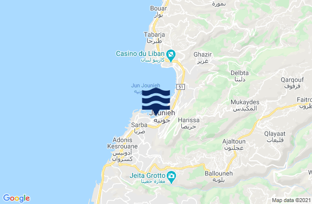 Mohafazat Mont-Liban, Lebanonの潮見表地図