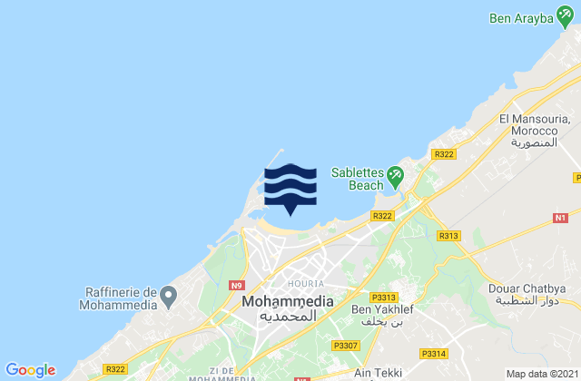 Mohammedia, Moroccoの潮見表地図