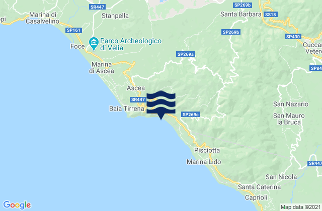 Moio della Civitella-Pellare, Italyの潮見表地図