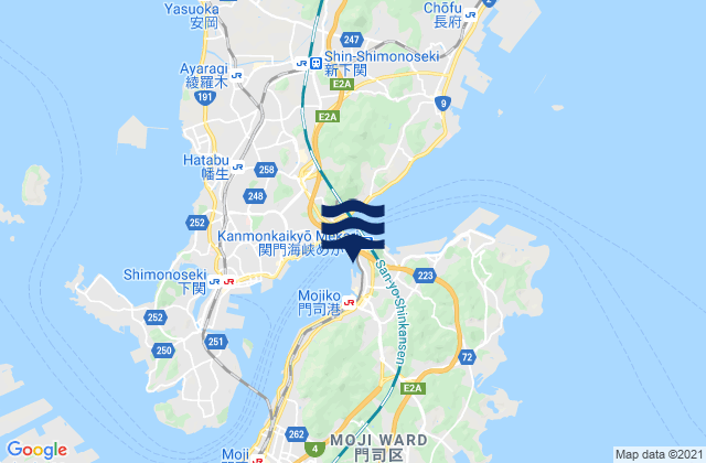 Moji Kyushu, Japanの潮見表地図