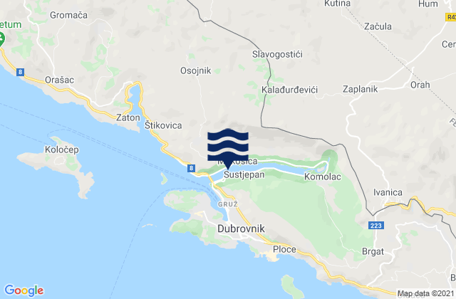 Mokošica, Croatiaの潮見表地図