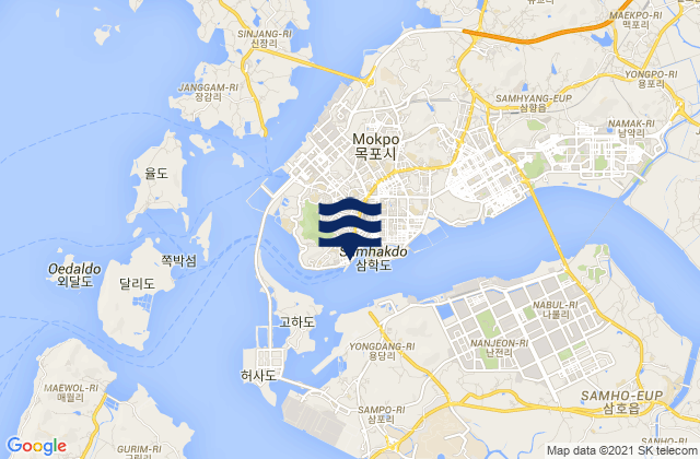 Mokp'o, South Koreaの潮見表地図