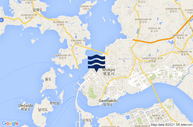 Mokpo-si, South Koreaの潮見表地図