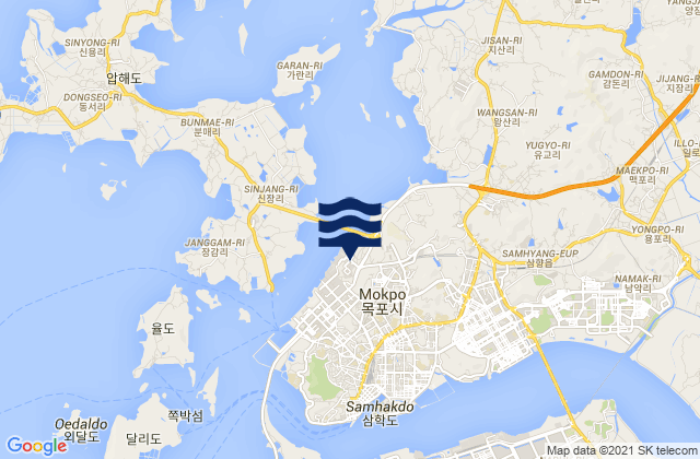 Mokpo, South Koreaの潮見表地図