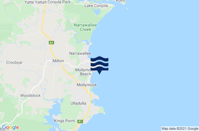 Mollymook Beach, Australiaの潮見表地図