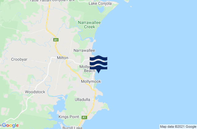 MollymookBeach, Australiaの潮見表地図