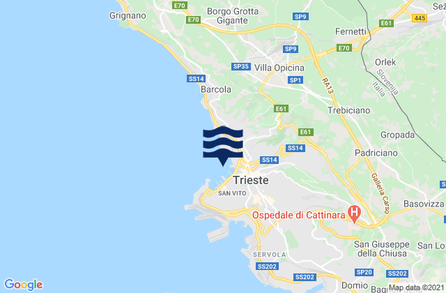 Molo Audace, Italyの潮見表地図