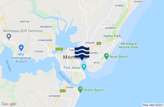 Mombasa, Kenyaの潮見表地図