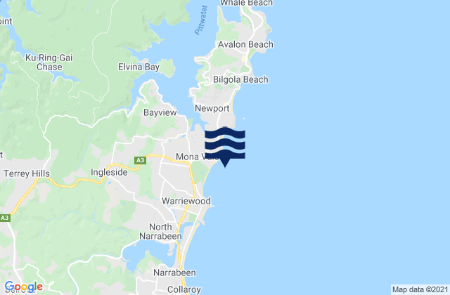 Mona Vale Beach, Australiaの潮見表地図
