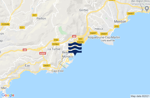 Monacoの潮見表地図