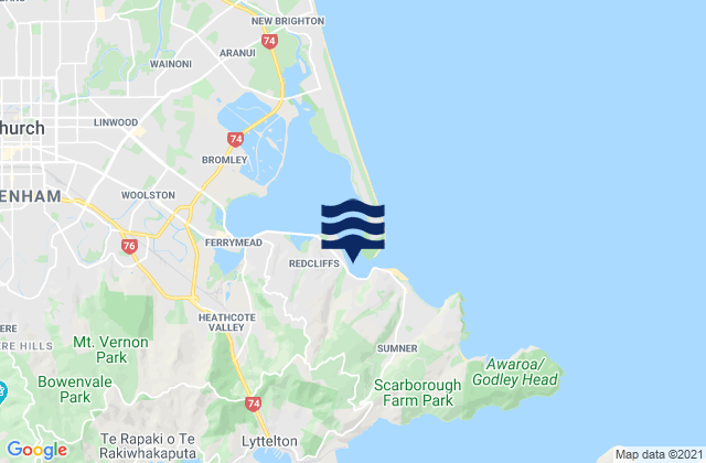 Moncks Bay, New Zealandの潮見表地図