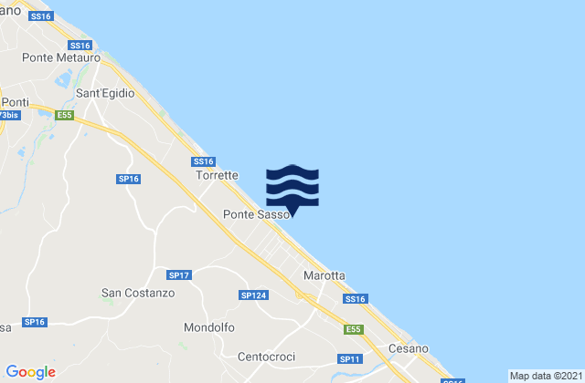 Mondolfo, Italyの潮見表地図