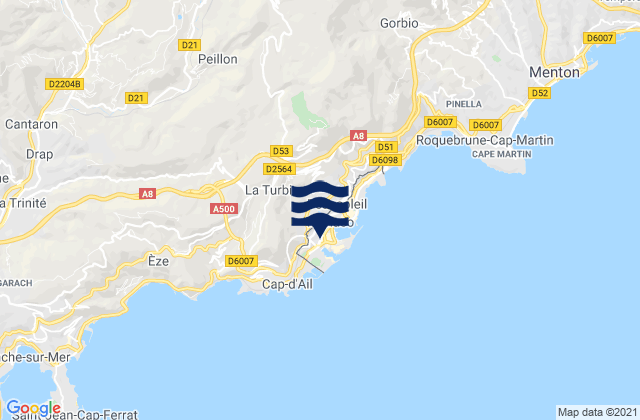 Moneghetti, Monacoの潮見表地図