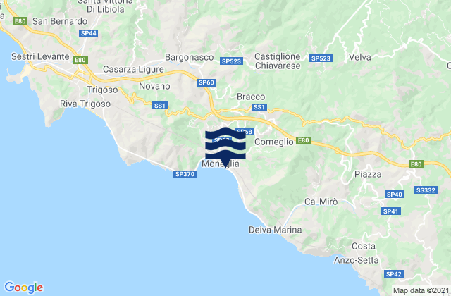 Moneglia, Italyの潮見表地図