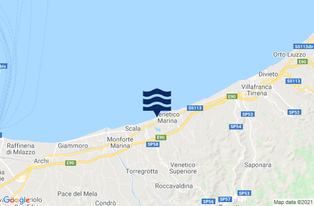 Monforte San Giorgio, Italyの潮見表地図