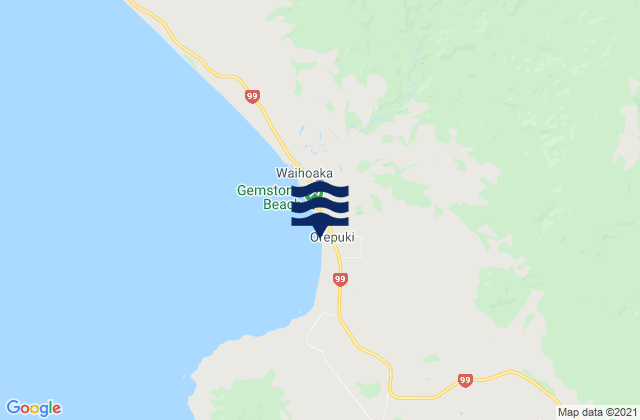 Monkey Island, New Zealandの潮見表地図