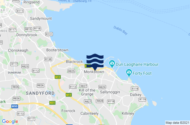 Monkstown, Irelandの潮見表地図