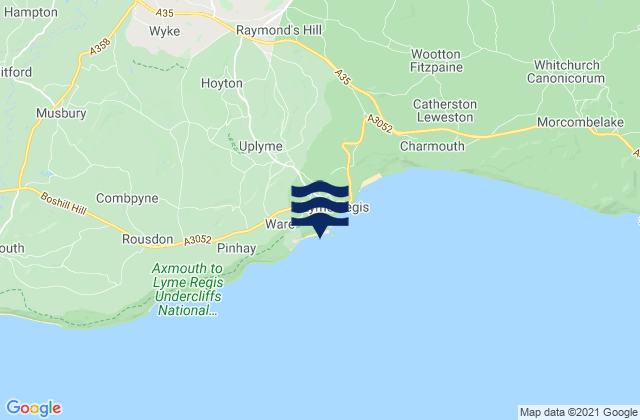 Monmouth Beach, United Kingdomの潮見表地図