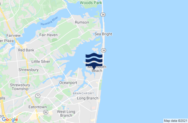 Monmouth Beach, United Statesの潮見表地図
