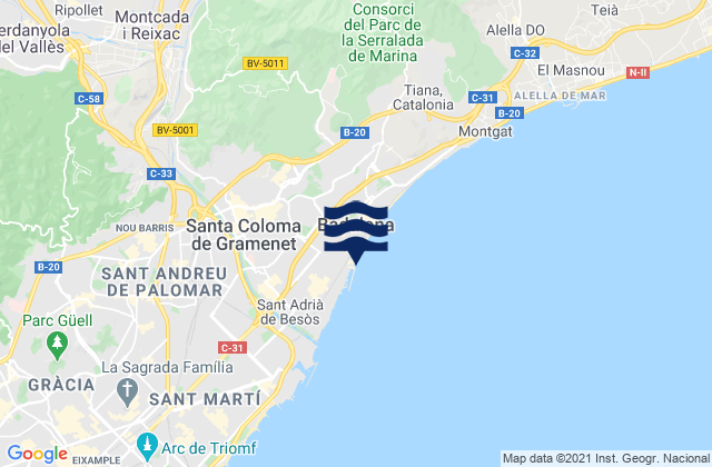 Montcada i Reixac, Spainの潮見表地図