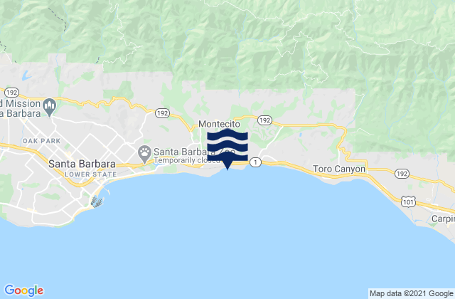 Montecito, United Statesの潮見表地図