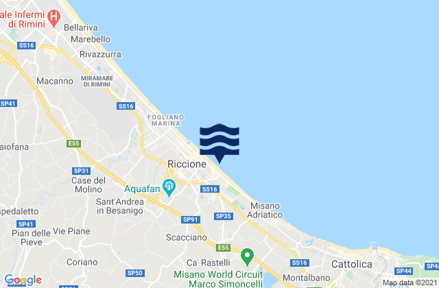 Montefiore Conca, Italyの潮見表地図