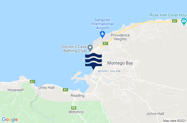 Montego Bay, Jamaicaの潮見表地図