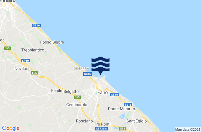 Montemaggiore al Metauro, Italyの潮見表地図