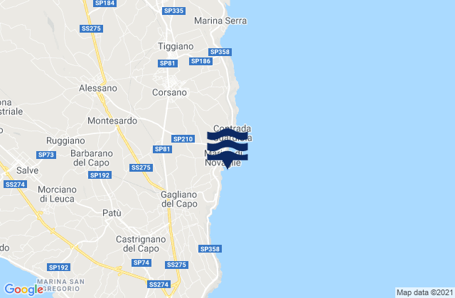 Montesardo, Italyの潮見表地図