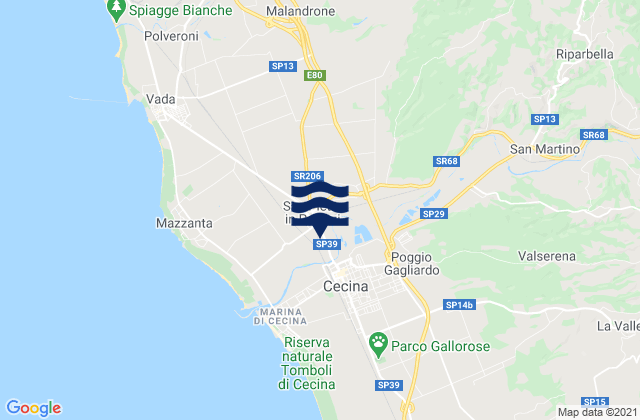 Montescudaio, Italyの潮見表地図