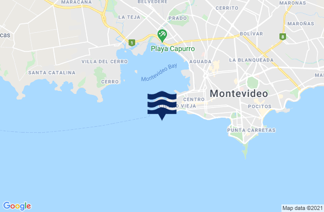 Montevideo, Argentinaの潮見表地図