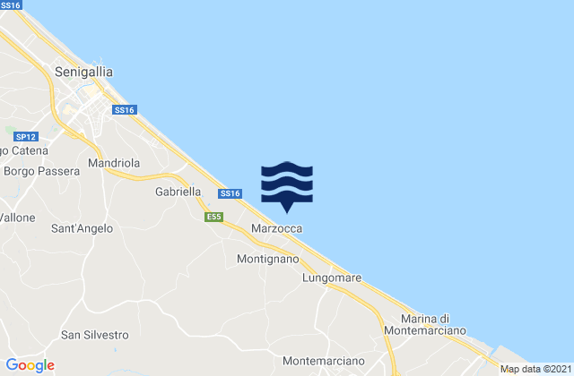 Montignano-Marzocca, Italyの潮見表地図