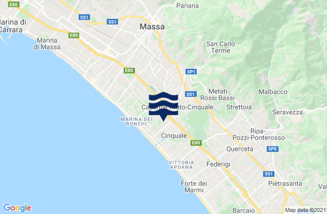 Montignoso, Italyの潮見表地図