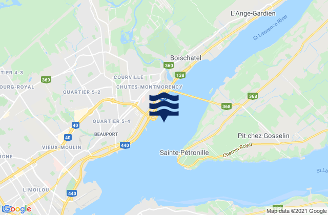 Montmorency, Canadaの潮見表地図
