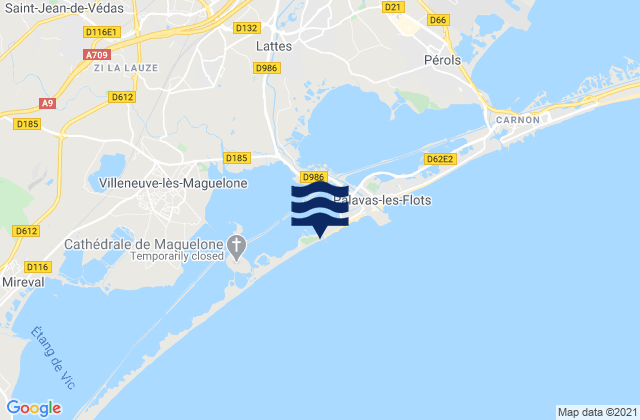 Montpellier, Franceの潮見表地図
