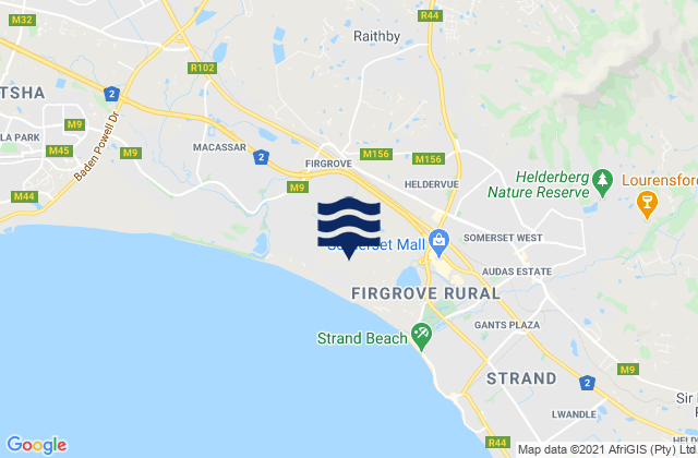 Monwabisi Strand, South Africaの潮見表地図