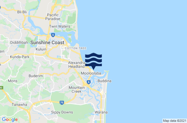 Mooloolaba, Australiaの潮見表地図