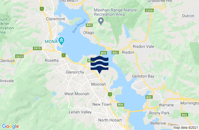 Moonah, Australiaの潮見表地図