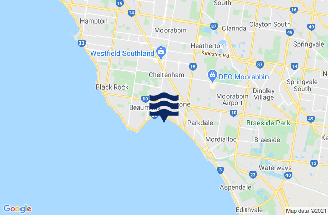Moorabbin, Australiaの潮見表地図