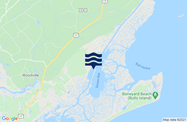 Moores Landing ICWW Sewee Bay, United Statesの潮見表地図