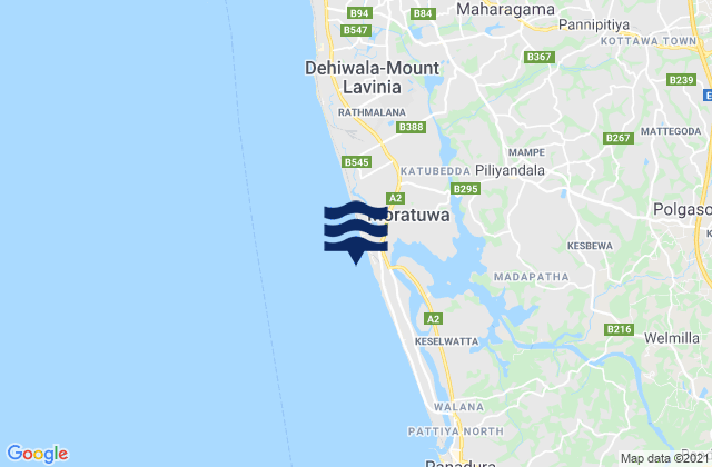 Moratuwa, Sri Lankaの潮見表地図