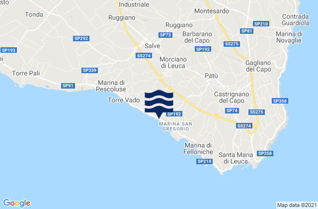 Morciano di Leuca, Italyの潮見表地図