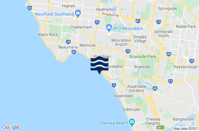 Mordialloc, Australiaの潮見表地図