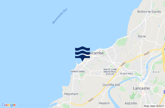 Morecambe Bay, United Kingdomの潮見表地図