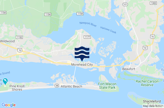 Morehead City, United Statesの潮見表地図
